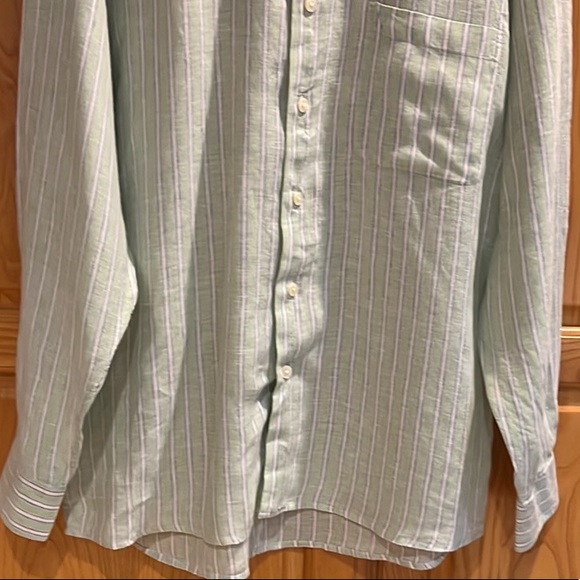 MINE London Milan NY Striped Linen Button Down Shirt Size Medium - Picture 5 of 5